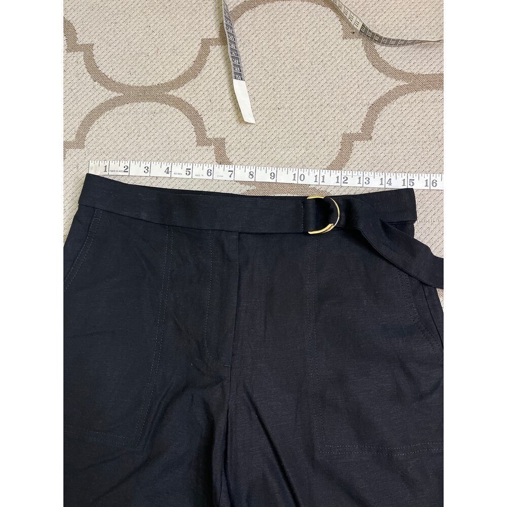 Ann Taylor The Petite Belted Ankle Linen Blend Black Pants, Size 4P - Picture 6 of 15